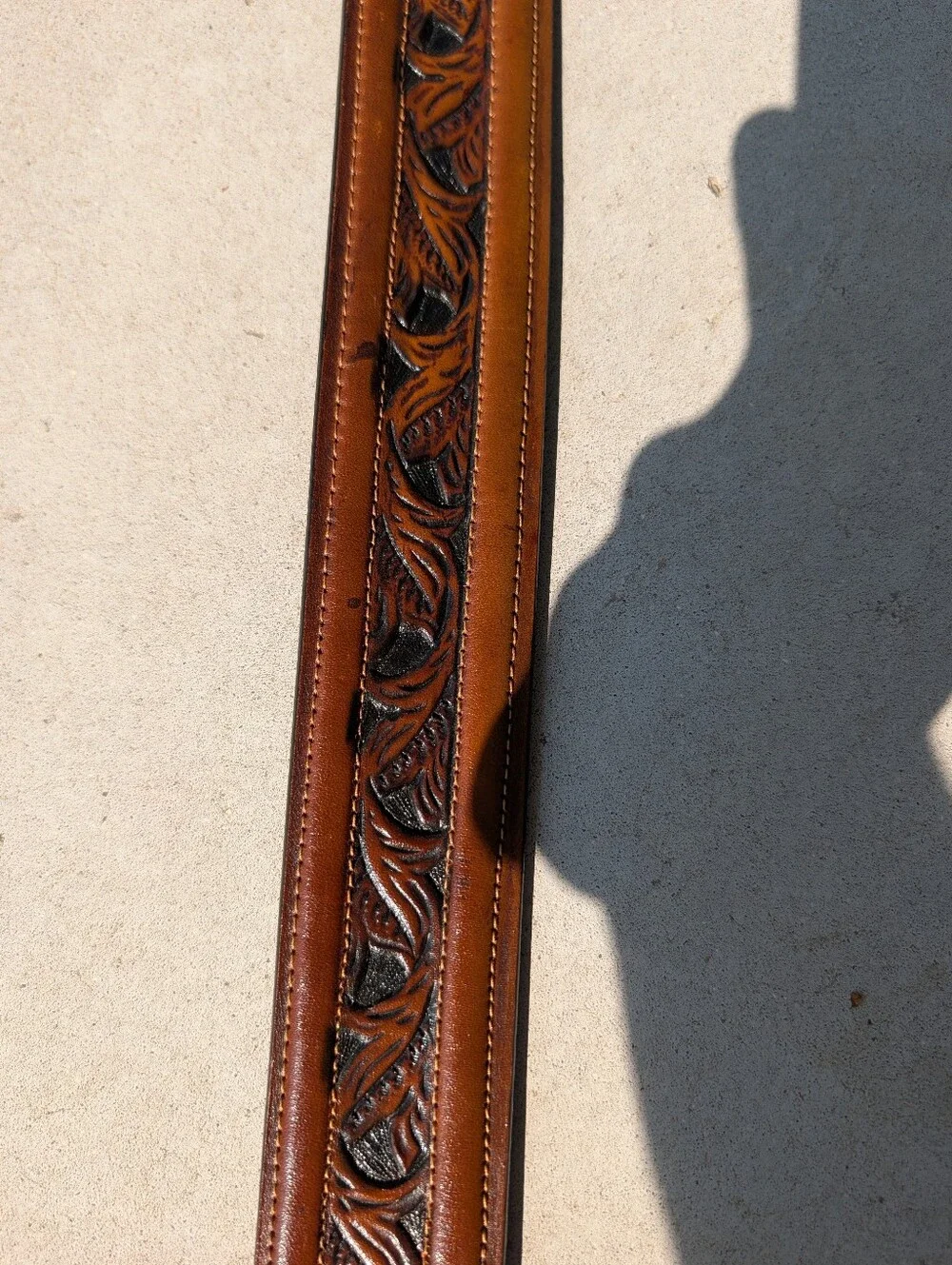 Vintage Larry Mahan Floral Tooled Leather Western Belt Rodeo Westernwear Vtg